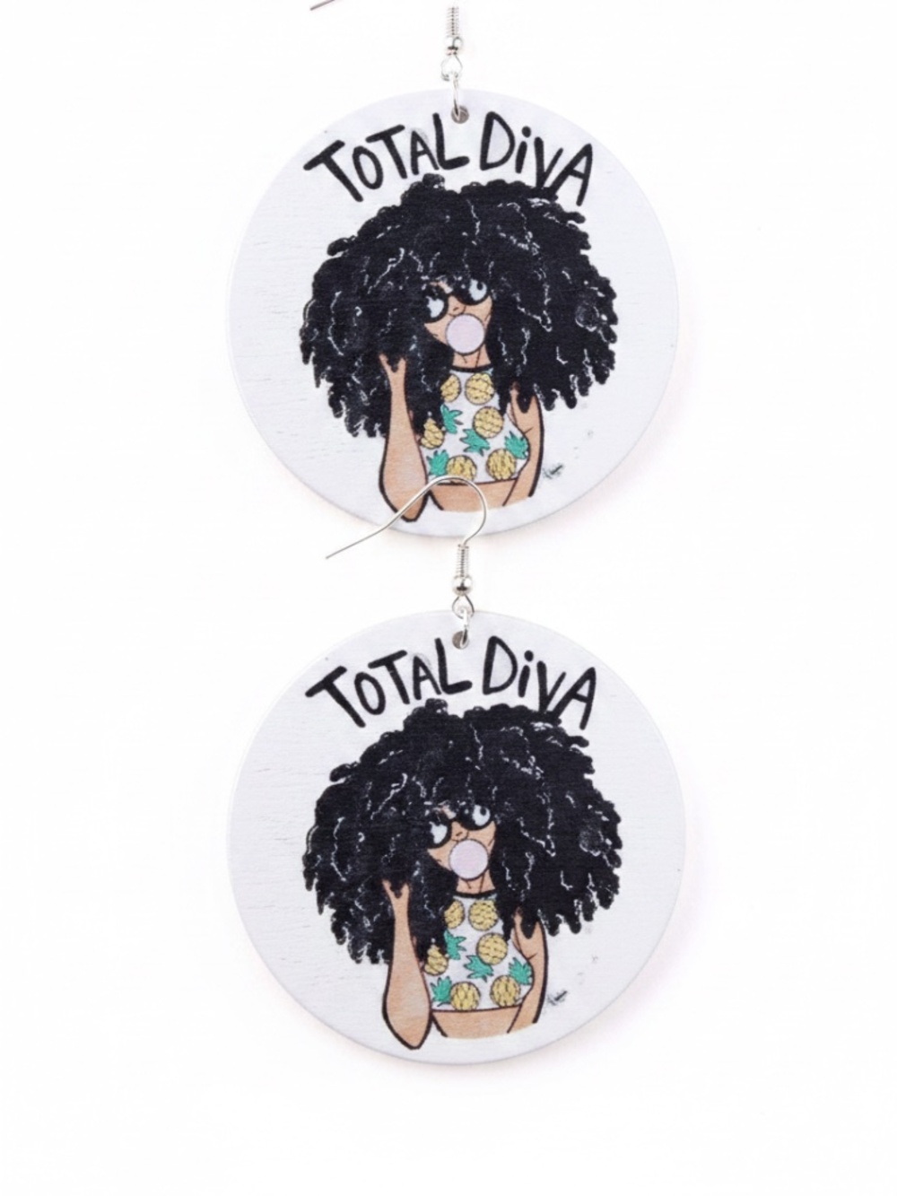 Womens Total Divs Round‎ Wood Earrings